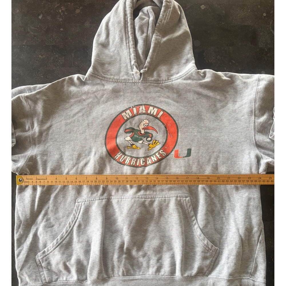 Vintage Miami Hurricanes Sebastian Ibis Cropped Hoodie Mens XL Gray NCAA 90s - Picture 5 of 5